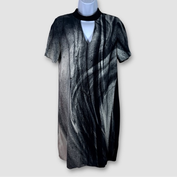 Go by Go Silk 100% Silk Black Gray Marble Print Women's Dress Size Small - Picture 1 of 15